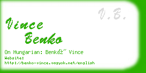 vince benko business card